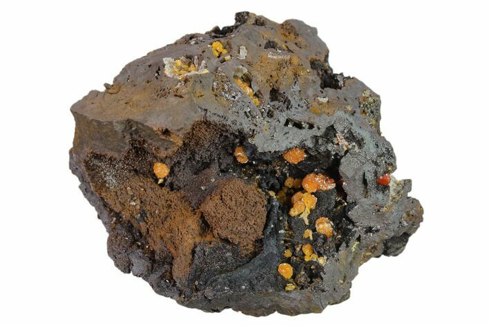 Vanadinite Crystals on Botryoidal Goethite - Mibladen, Morocco #133879